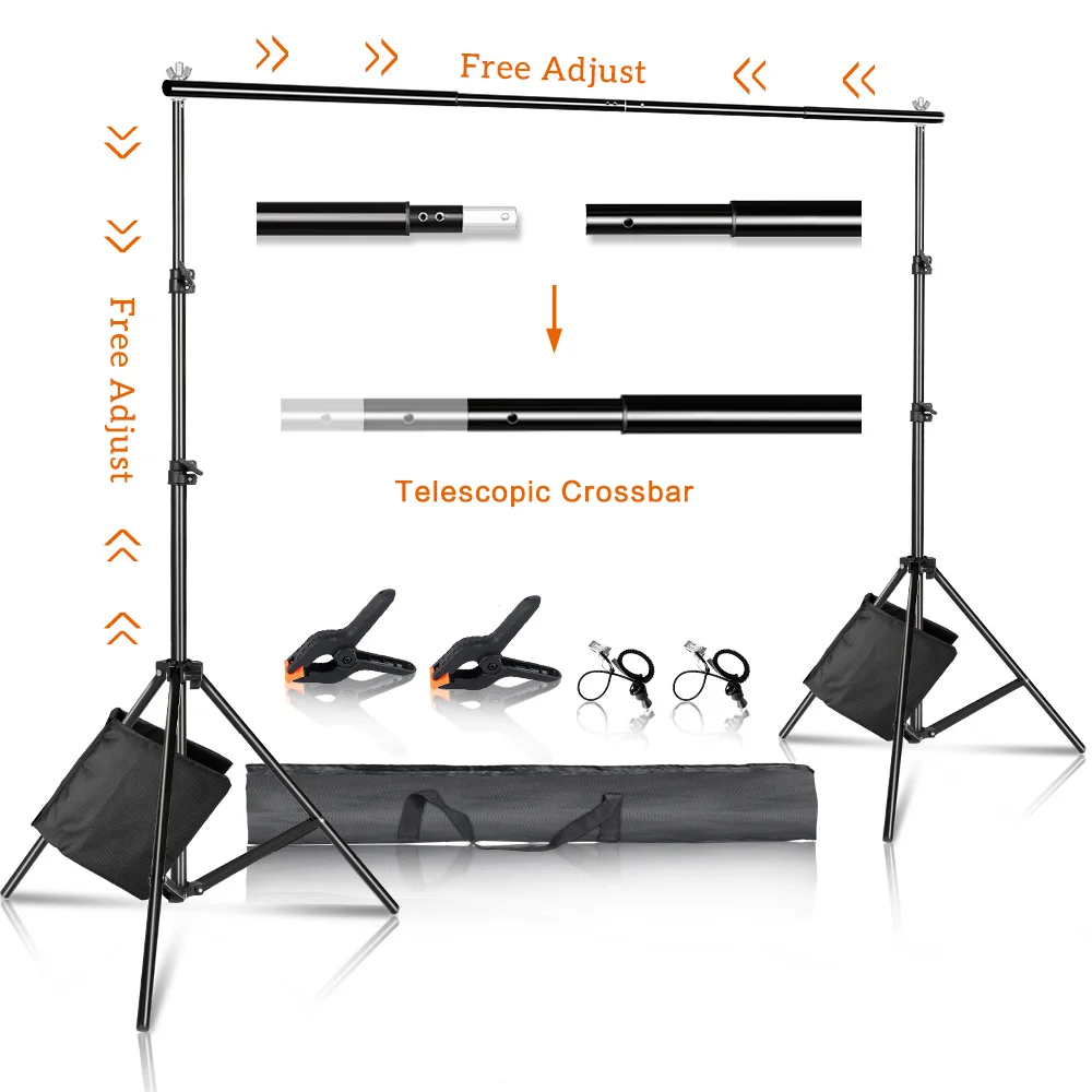 Upgrade Background Stand Photography Support System Kit for Photo Studio Muslin Backdrops, Paper and Canvas with  Carrying Bag