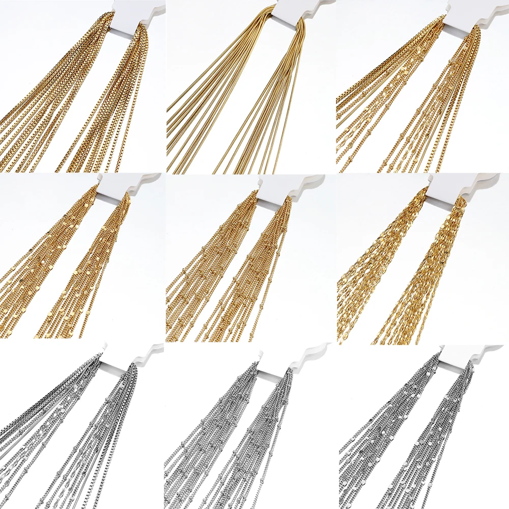 5 Stück 45cm+5cm Kette mit Karabinerverschlüssen, Edelstahl-Perlenkette, Halsketten-Basisketten für DIY-Schmuckherstellung, kein Verblassen – Detail 2