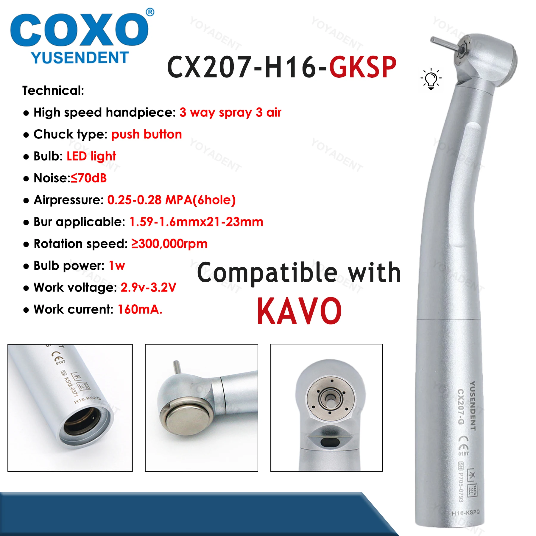 Coxo Dental Turbine Glasfaser Hoch geschwindigkeit shand stück Luft rotor Standard/Drehmoment Big Head LED-Kupplung 6-polig fit kavo nsk sirona wh