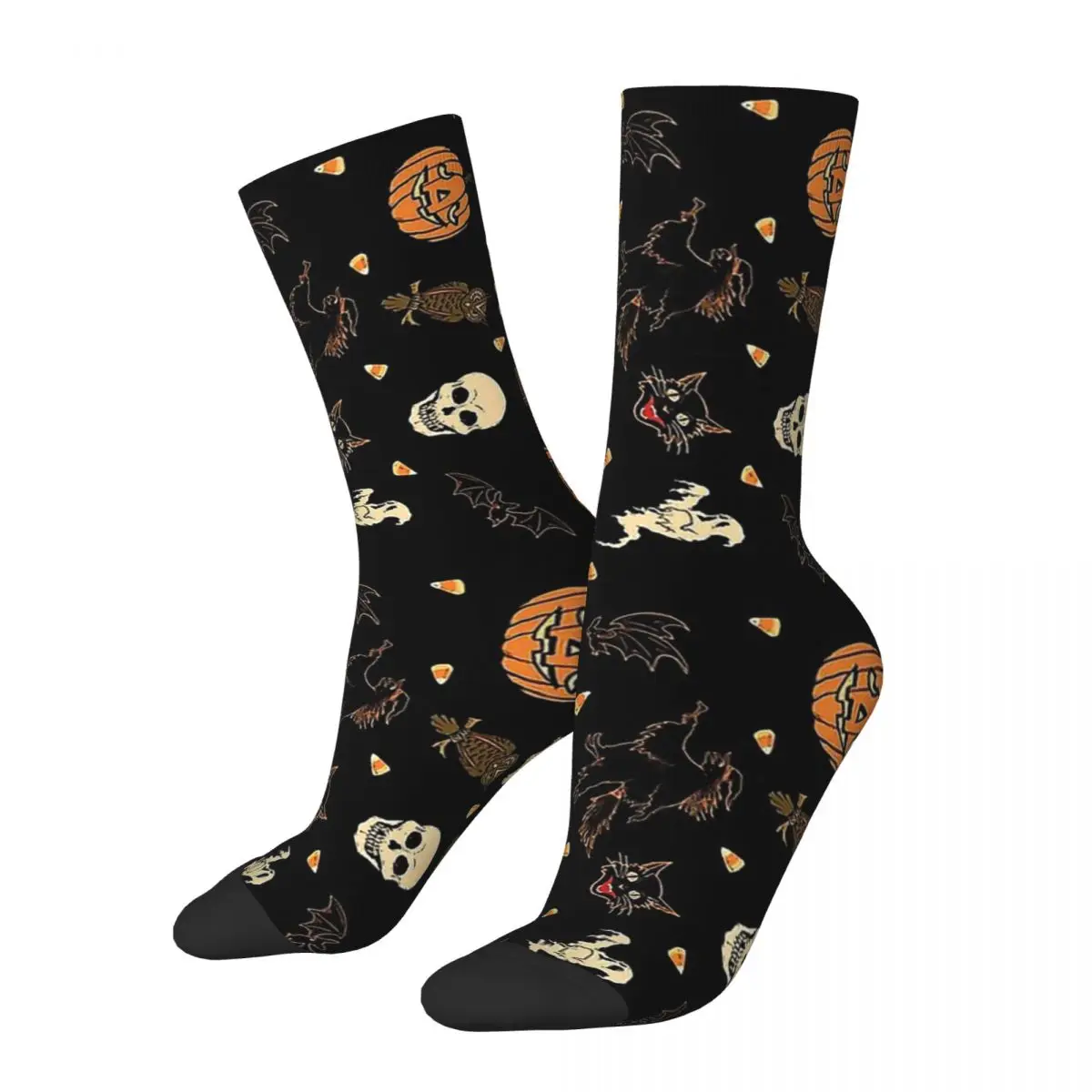 

Men's Socks Hallowed Pattern Retro Harajuku Skeleton Skull Bone Hip Hop Novelty Seamless Crew Crazy Sock Gift Printed