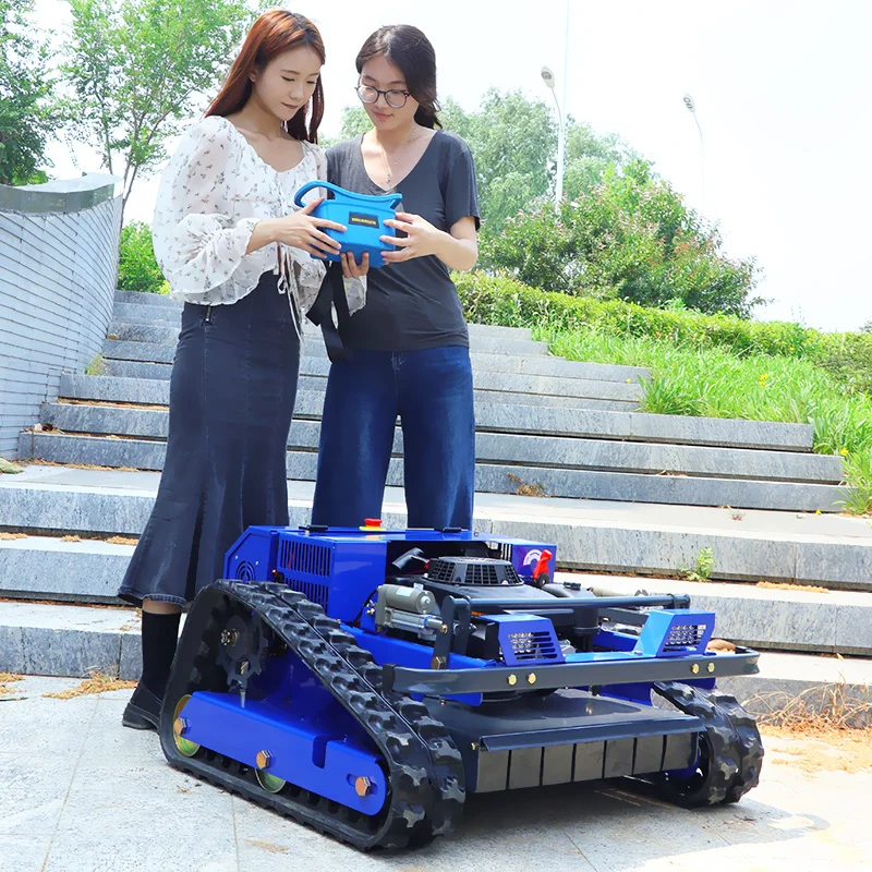 Customized  Small Robot Grass Cutter Cutting Width 500mm Remote Control Crawler Lawn Mower