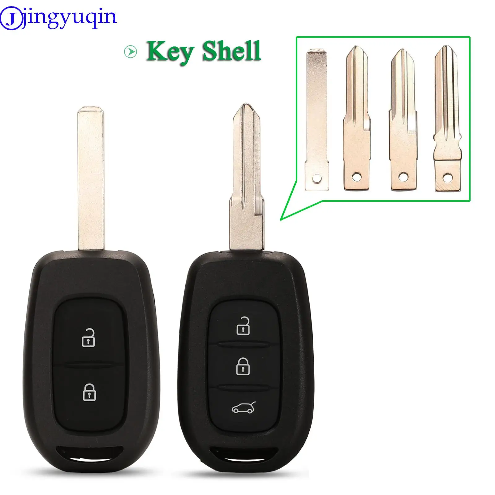 jingyuqin 10p 2/3 Buttons Remote Car Key Shell  for Renault Sandero Dacia Logan Lodgy Dokker Duster 2016