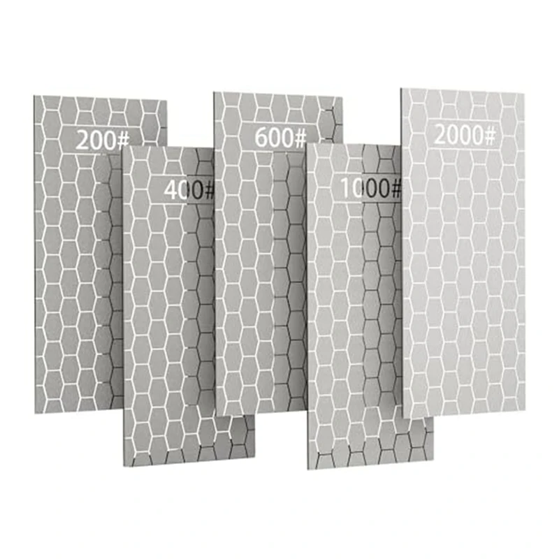 

Diamond Sharpening Stones, 5PCS Diamond Sharpening Plates With Honeycomb Surface Plate 200/400/600/1000/2000 Grit Easy To Use