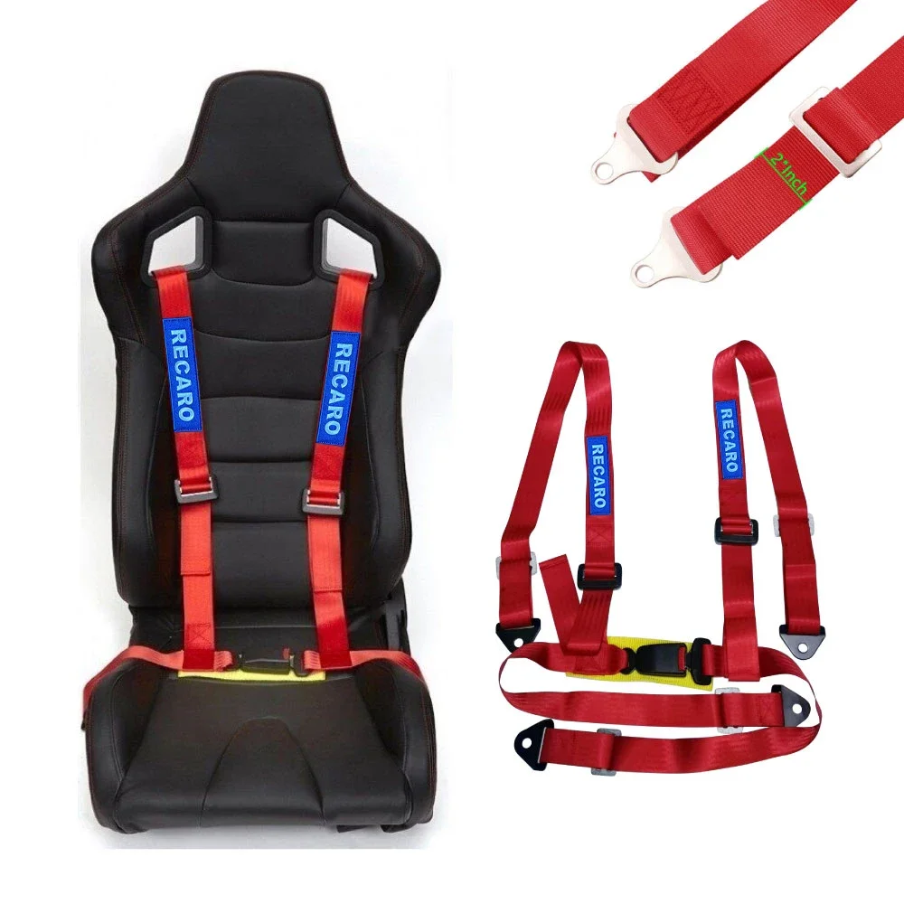 Racing Harness Seat Belt Universal Sports RECARO 2 Inch 4 Point Fixing Mounting Drifting Car Safety Harness Racing Seat Belt