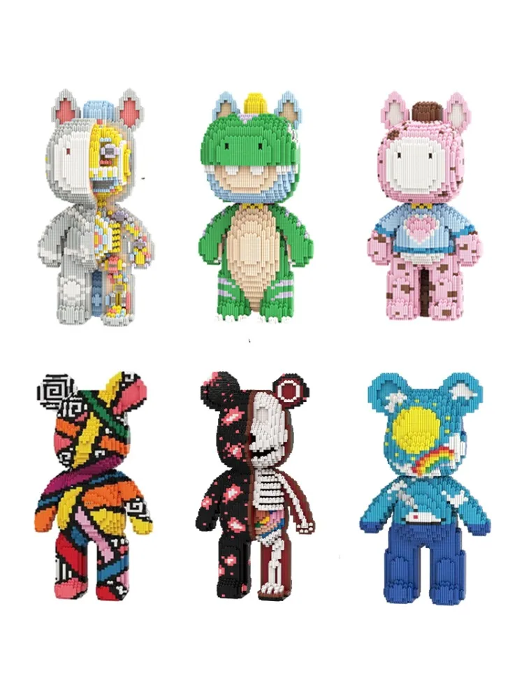 3D Kawaii Beer Model Dier Mechanisch Paard Micro Diamant Bouwsteen Ontwikkelingsmontage Blok Educatief Speelgoed Voor Kinderen - afbeelding 2