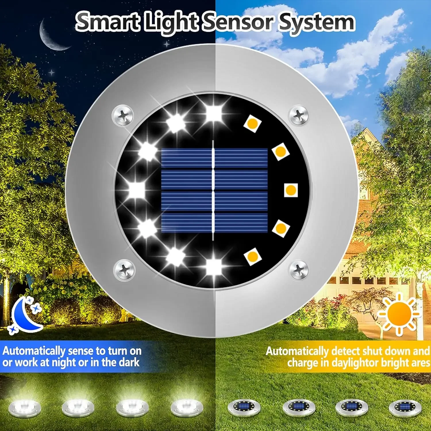 Solar Ground Lights, Waterproof 16LED Solar Light Outdoor Garden,  Landscape Lights for Pathway, Yard, Lawn, Pool, Step, Walkway