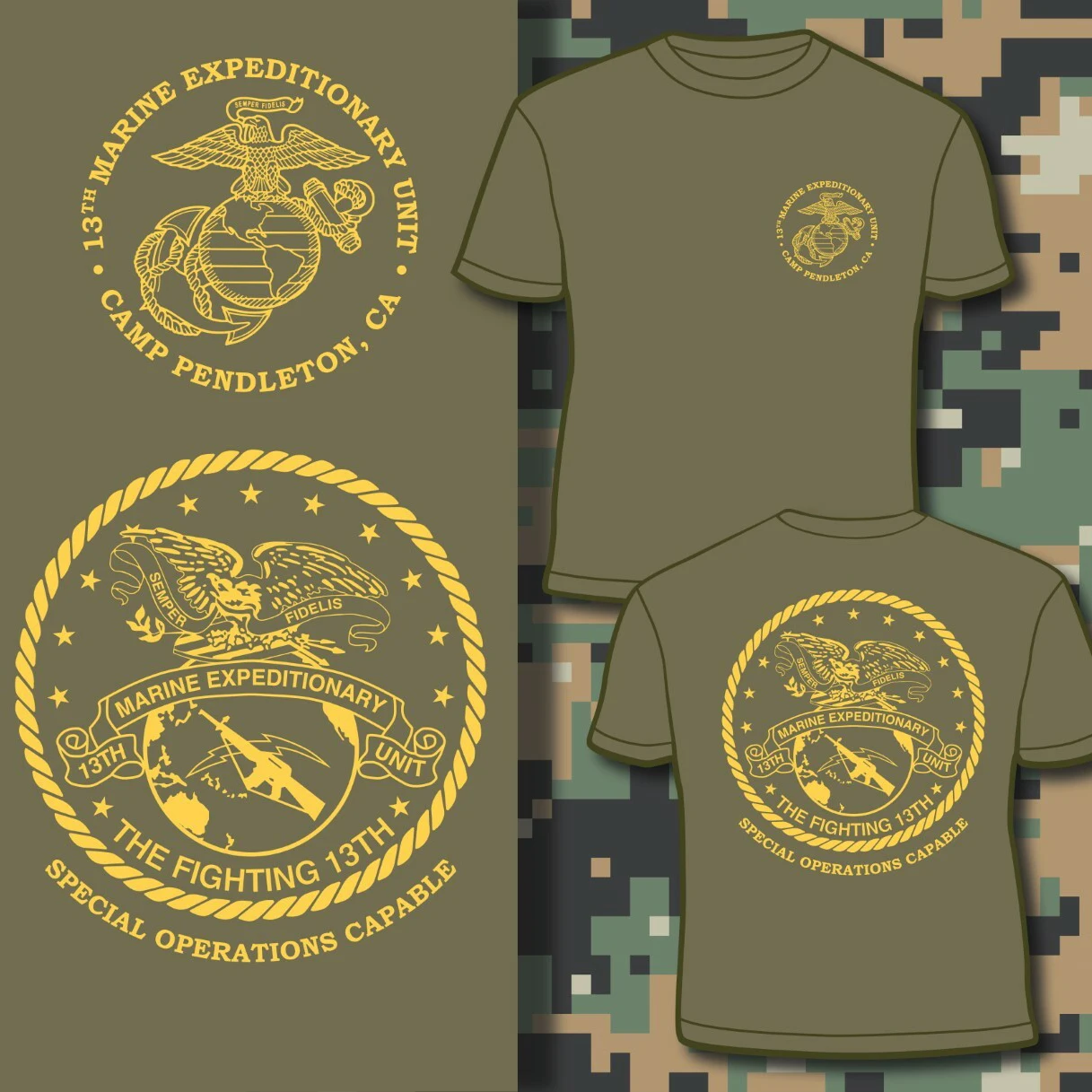 Camp Pendleton, CA . USMC 13th Marine Expeditionary Unit T Shirt. Short Sleeve 100% Cotton Casual T-shirts Loose Top Size S-3XL