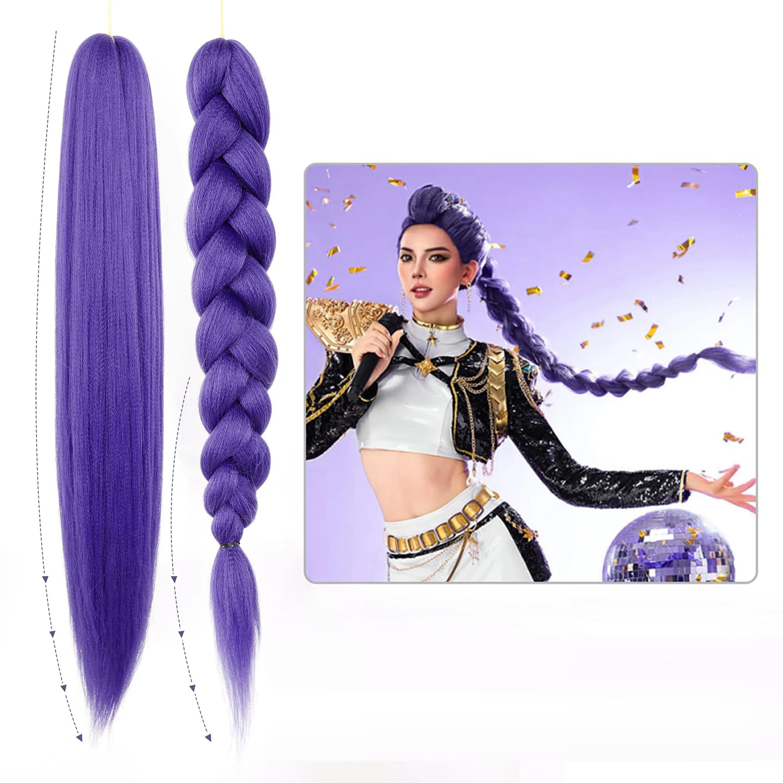 วิกผมคอสเพลย์แบบยาว ถักเปียหางม้าตรง สำหรับเด็กผู้หญิง