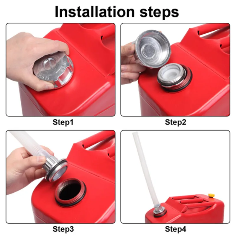 Tambor de óleo vermelho de 20l 0.6mm com tubo de derramamento de plástico, fácil de transportar por uma pessoa ou duas pessoas, anticorrosão, antiferrugem, antiestático
