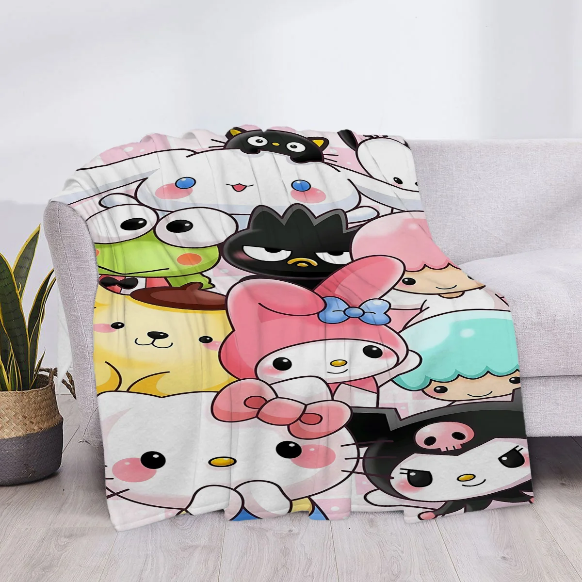 

Одеяло в клетку «Hello Kitty», роскошный чехол, пушистые мягкие одеяла и пледы, диван, колено, микрофибра, индивидуальная звезда H, милый ребенок в стиле аниме