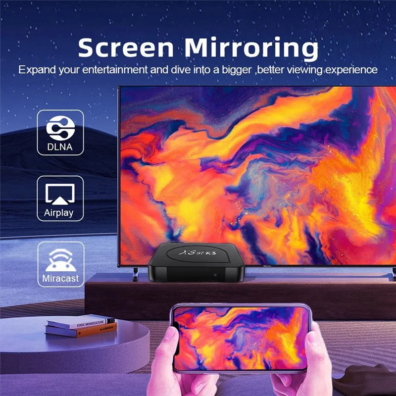 HFES XS97 K3 Android 10.0 Smart TV Box H313 رباعي النواة 2.4/5G Wifi TV Box 4K UHD مشغل الوسائط 1G + 8G قابس أمريكي