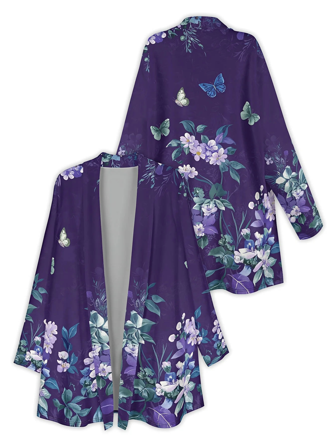 Женский кардиган с длинными рукавами и 3D-принтом, открытая передняя часть из полиэстера, легкая накидка, весенне-осеннее повседневное пальто