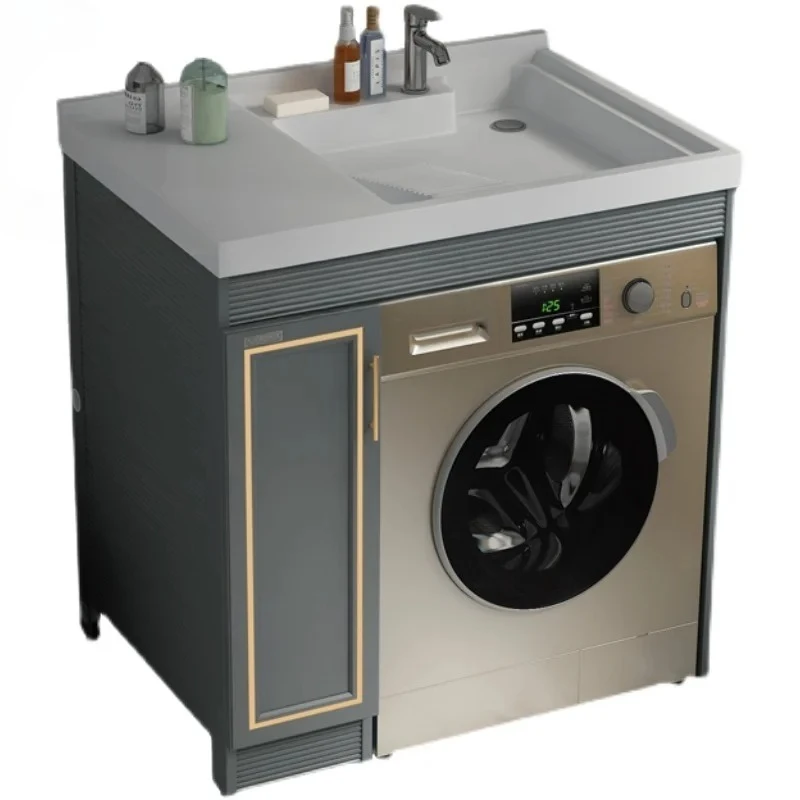 Alumimum Washing Machine All-in-One Cabinet Balcony Ark Combination Wash Basin with Washboard Wash Basin Simple Modern