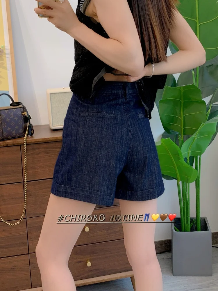 

Легкие хлопковые льняные шорты А-силуэта Xiaofan для женщин, летние новые джинсовые шорты с высокой талией, глубокого цвета, на застежке