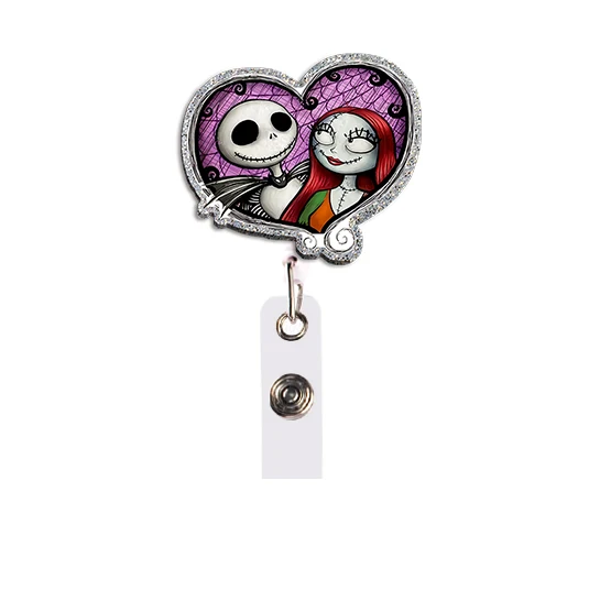 حامل بطاقة العمل كابوس جاك سالي شارة اسم عيد الميلاد مع سلاسل المفاتيح ملحقات حامل بطاقة الهوية الطالب