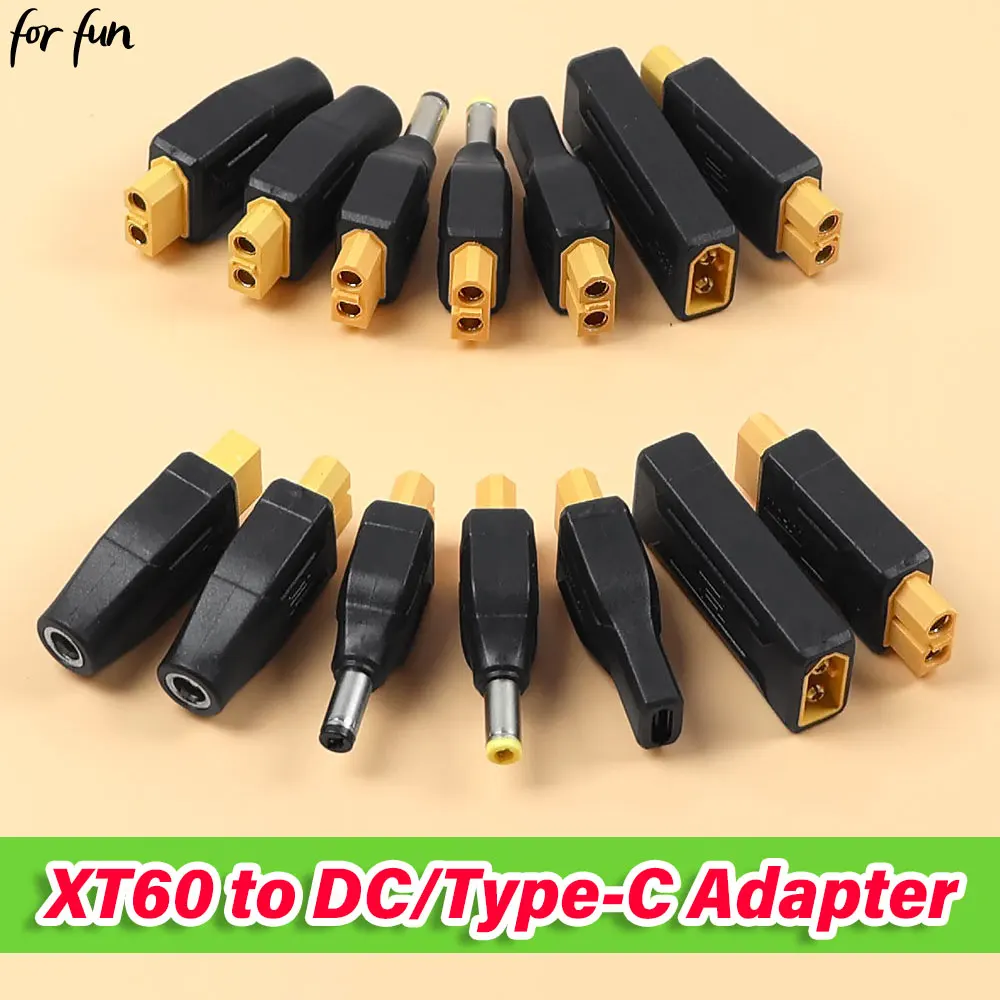 ForFun 1PC XT60 to DC 5.5*2.1mm/5.5*2.5mm USB Type-C Adapter Male Female No Wire Power Connector Plug Converter For UAV Laptops