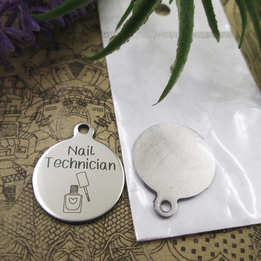 

10pcs/lot " Nail Technician"Stainless Steel Charms Pendant For Jewelry Making DIY Findings Accessories Wholesale