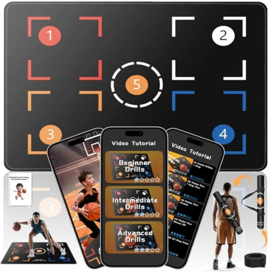 

Portable Basketball Footwork Training Mat, Agility Footstep Training Mat, Basketball Pads for Training All Levels, Non-Slip Sil