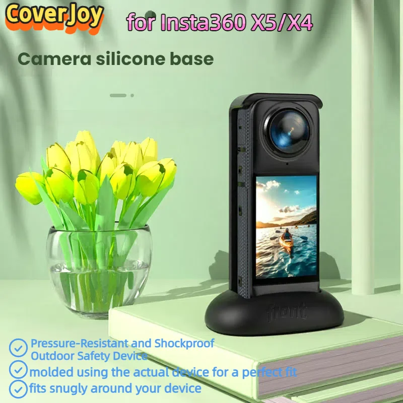 CoverJoy Car Dashboard Mount for Insta360 X4/X5 Non-Slip Silicone Base Vehicle Desktop Stand Holder with Lens Cover Accessories