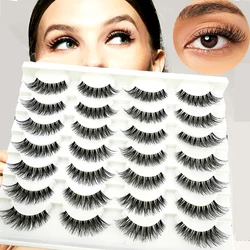 New Cat Eye Lashes Natural Look Short Lashes Wispy with Clean Band 15mm Hand-Knotted Manga False Eyelashes 14Pairs