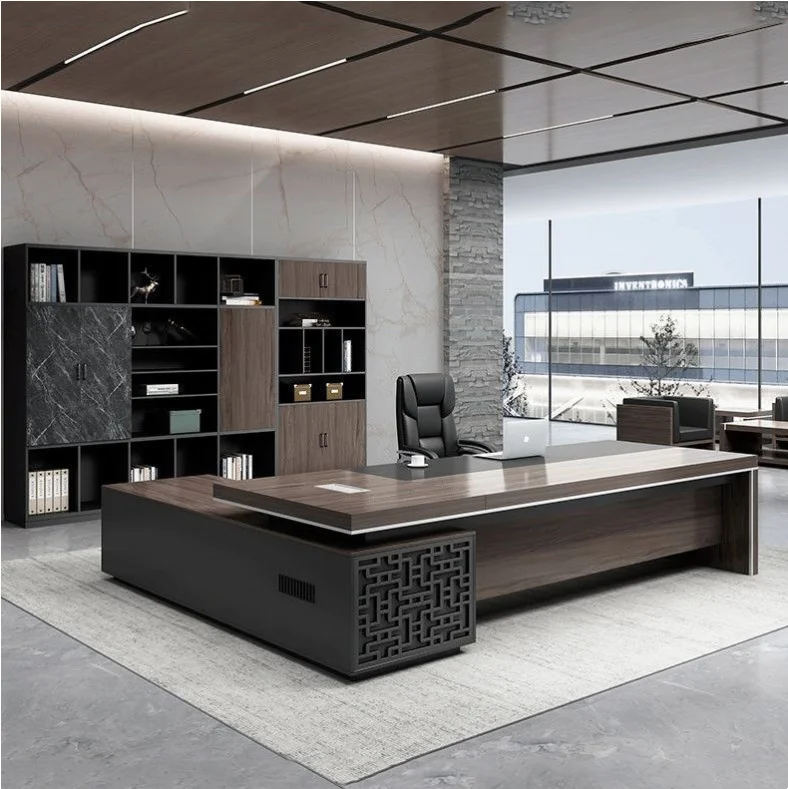 Factory Direct Wholesale Luxury Modern Wooden Boss Desk Manager Office Table Design