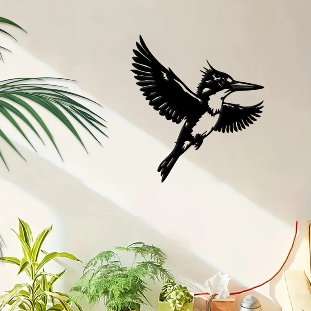 Art mural en métal en forme de goéland noir en vol, sculpture d'oiseau en fer pour la décoration extérieure de la maison et du bureau, style moderne minimaliste