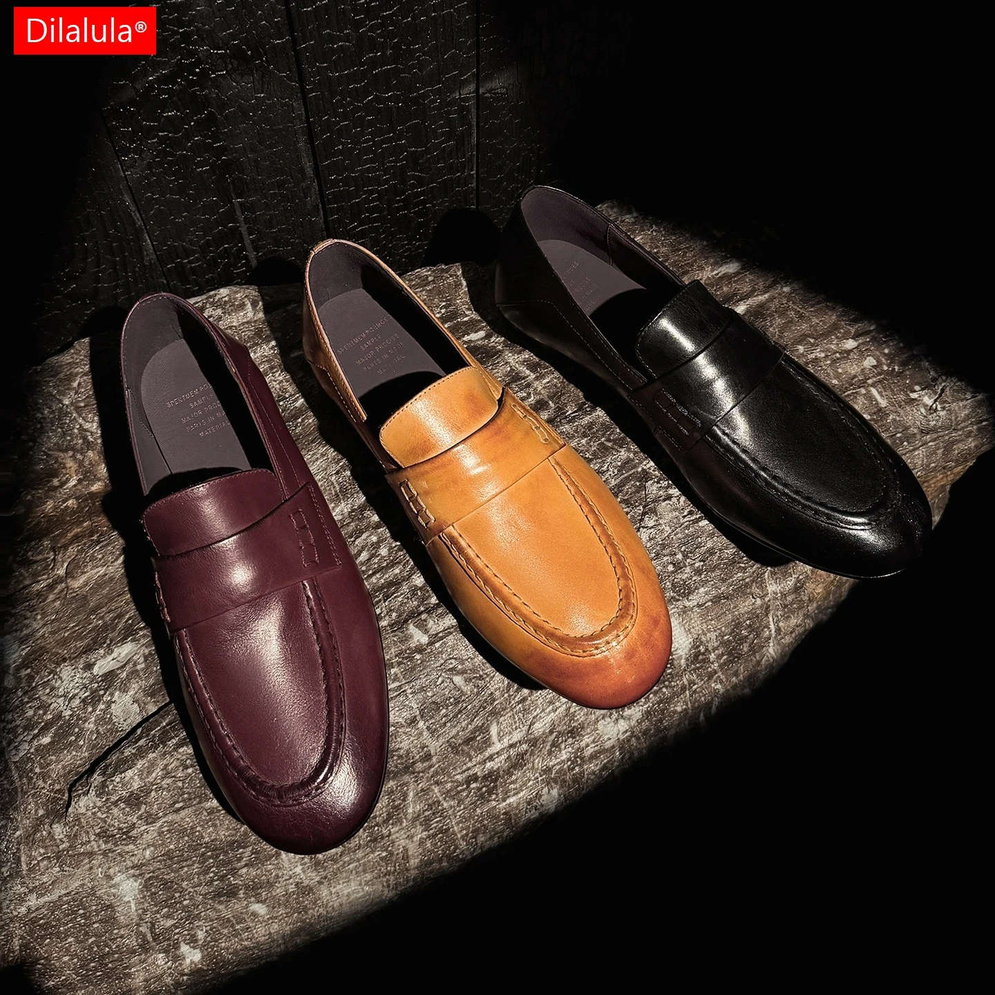 Dilalula 2026 Genuine Cow Leather women's Loafers Low Thick Heels Slip On Retro Loafers Female  Leather Leisure Pumps Spring