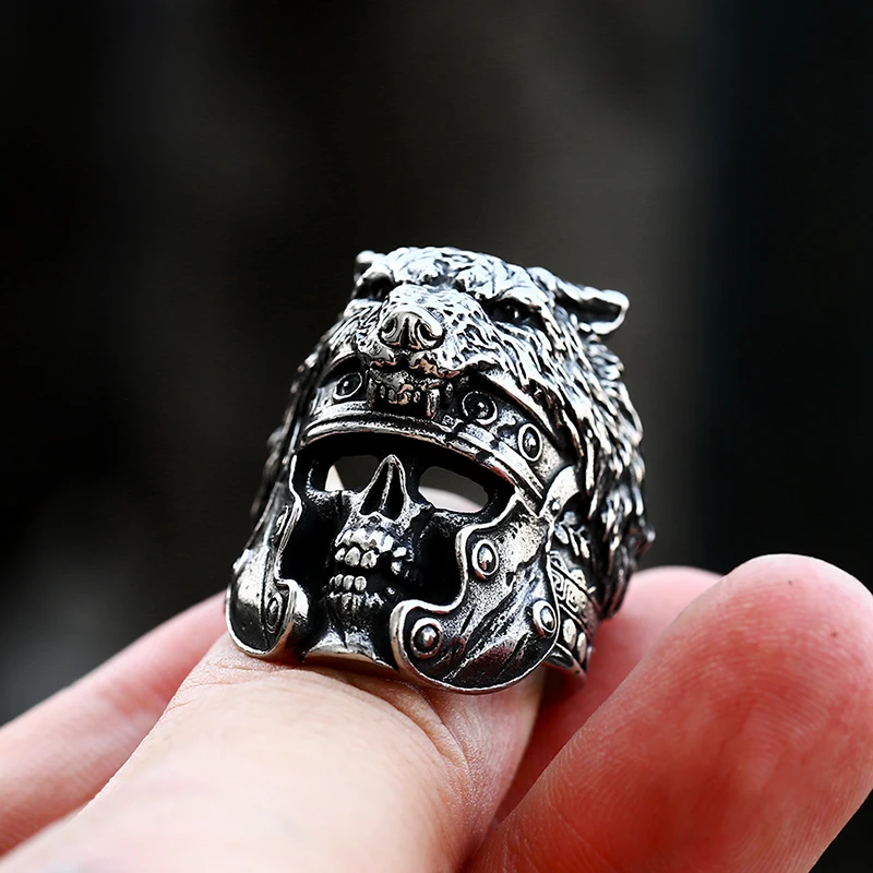 Beier 2022 New Fashion Stainless Steel Viking Vintage Roman Wolf Warrior Ring For Men Top Quality Jewelry Dropshipping