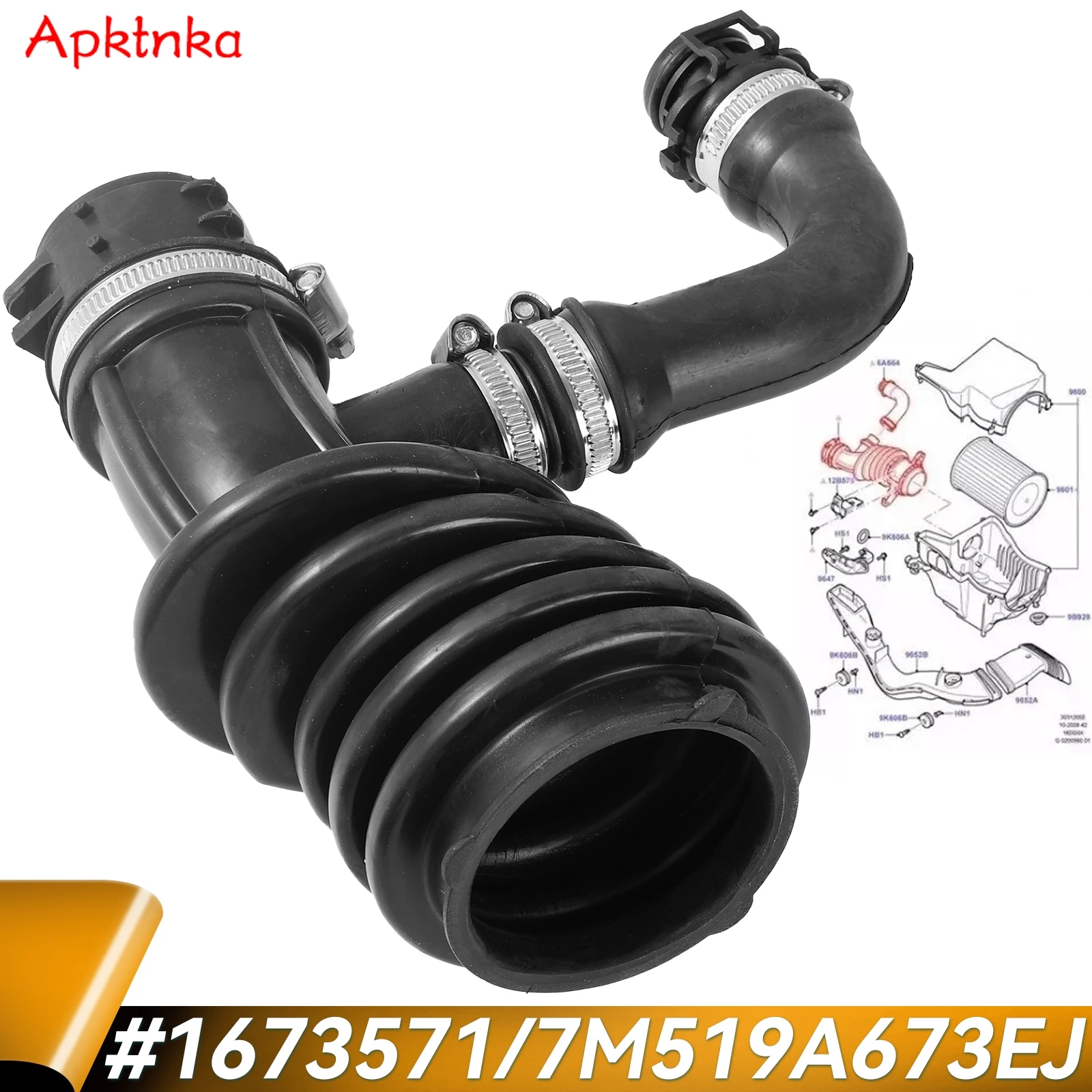 Tubo de manguera de entrada de flujo de filtro de aire para Ford Focus C-MAX MK2 Ford Focus Mk2 1,6 TDCI VOLVO C30 S40 V50 7M519A673EJ accesorios de coche