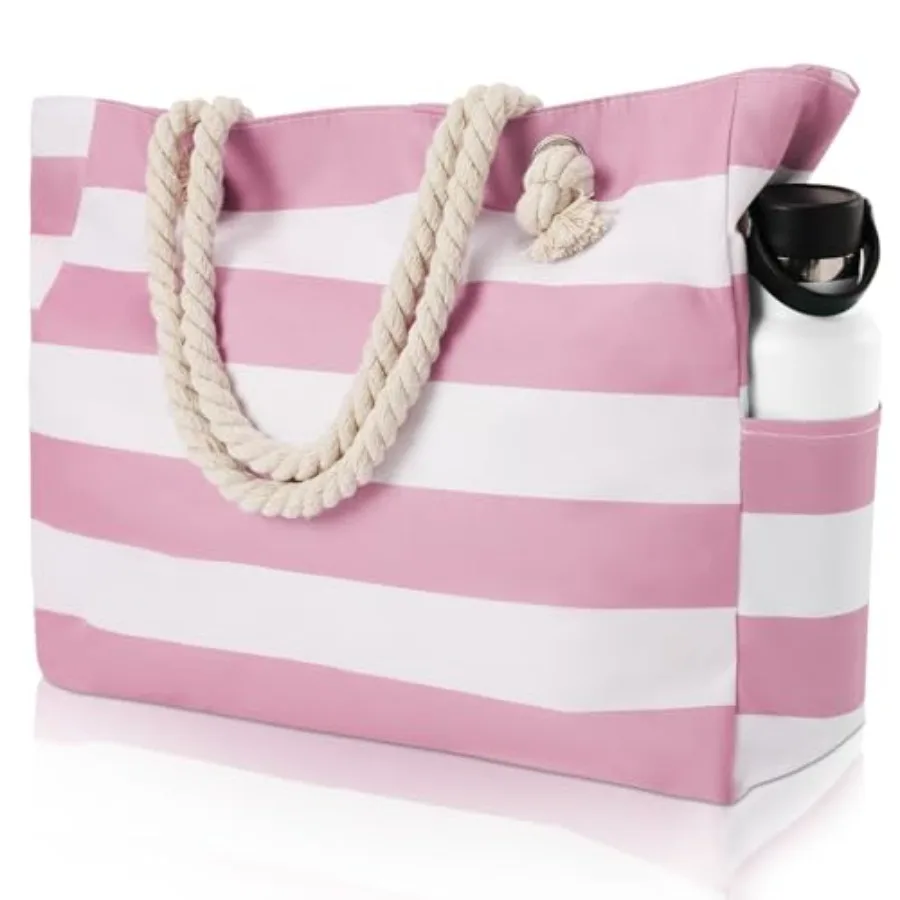 

fauson Beach Bags for Women - Large Beach Tote Bag Waterproof Sandproof with Zipper Swiming Pool Bag