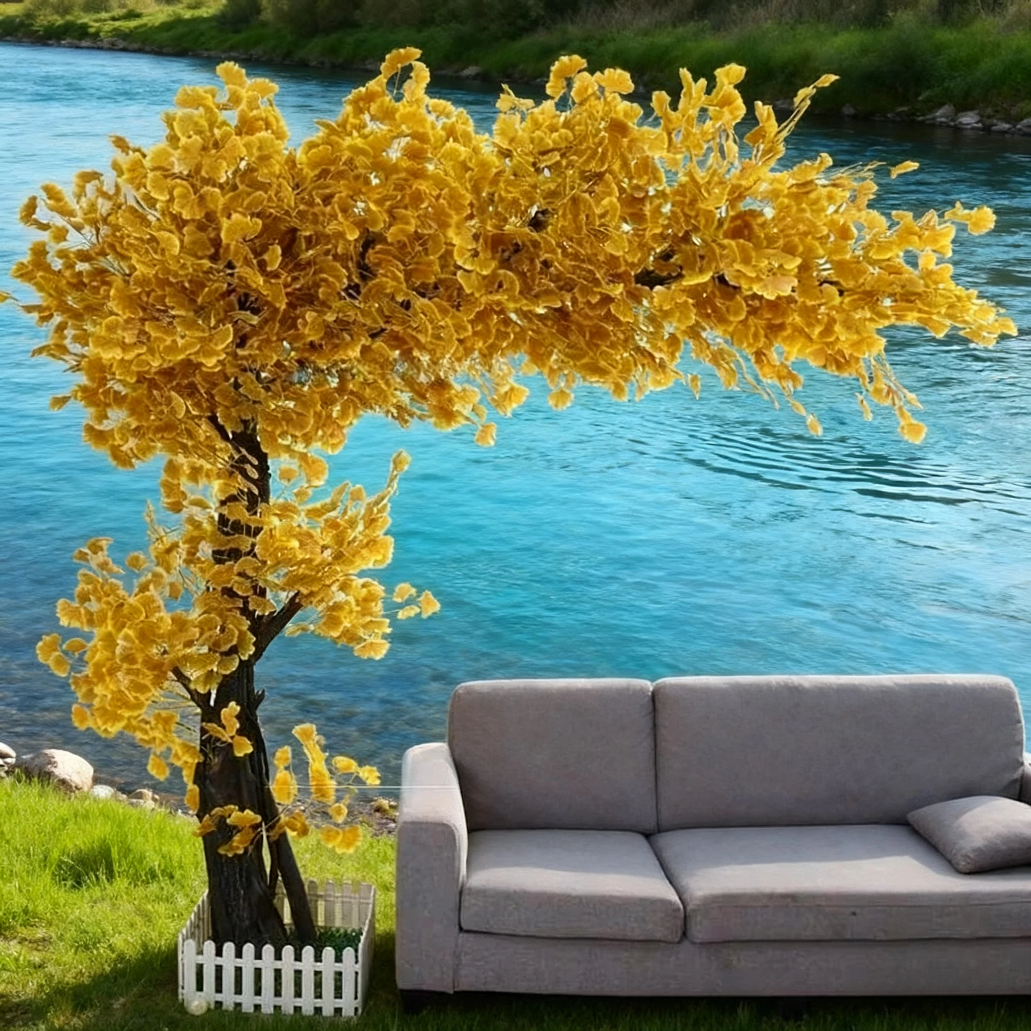 

Artificial Ginkgo Tree Large Indoor Decoration fake tree Yellow Leaf Hotel Activity Living Room Outdoor Landscape Decoration