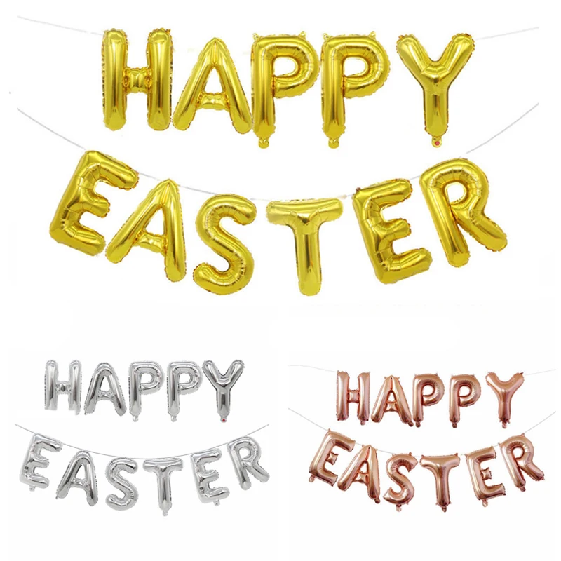 Happy Easter Decoration Balloons String Aluminum Foil Letter Balloon String Easter Party Decoration Balloons Feliz