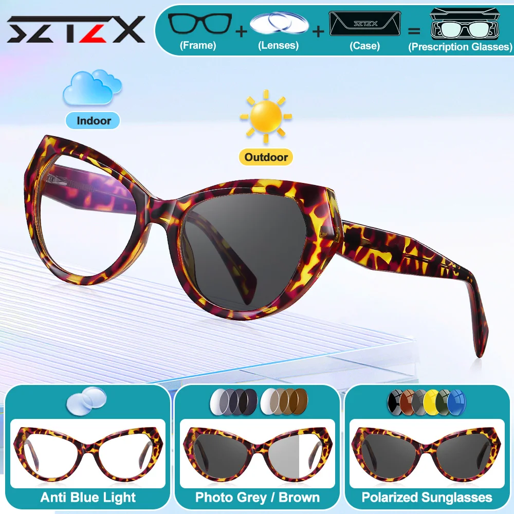 

SZTZX модные минималистичные многоугольные очки для близорукости по рецепту женские антисиний свет компьютерные прогрессивные фотохромные очки