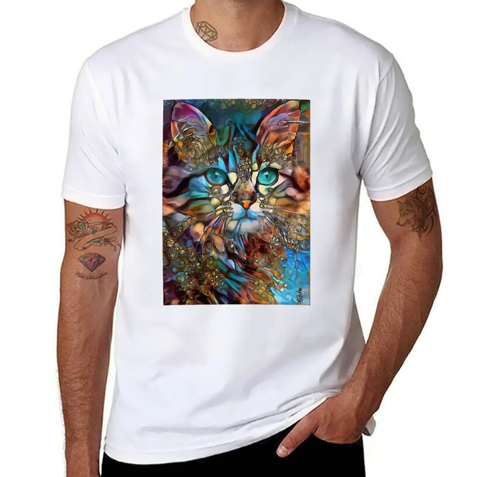 

Andyna, cat, chat, cat, lea roche paintings T-Shirt black cotton t-shirt plain for man package anime t shirts for man T-Shirt