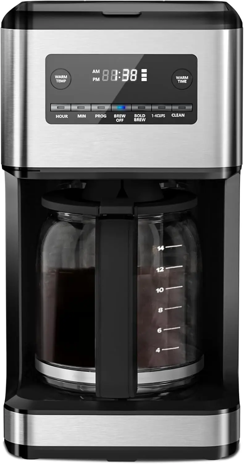 

Coffee Maker, 14-Cup Programmable Drip Coffee Makers with Reusable Filter & Keep Hot Plate, Auto Pause Small Coffee