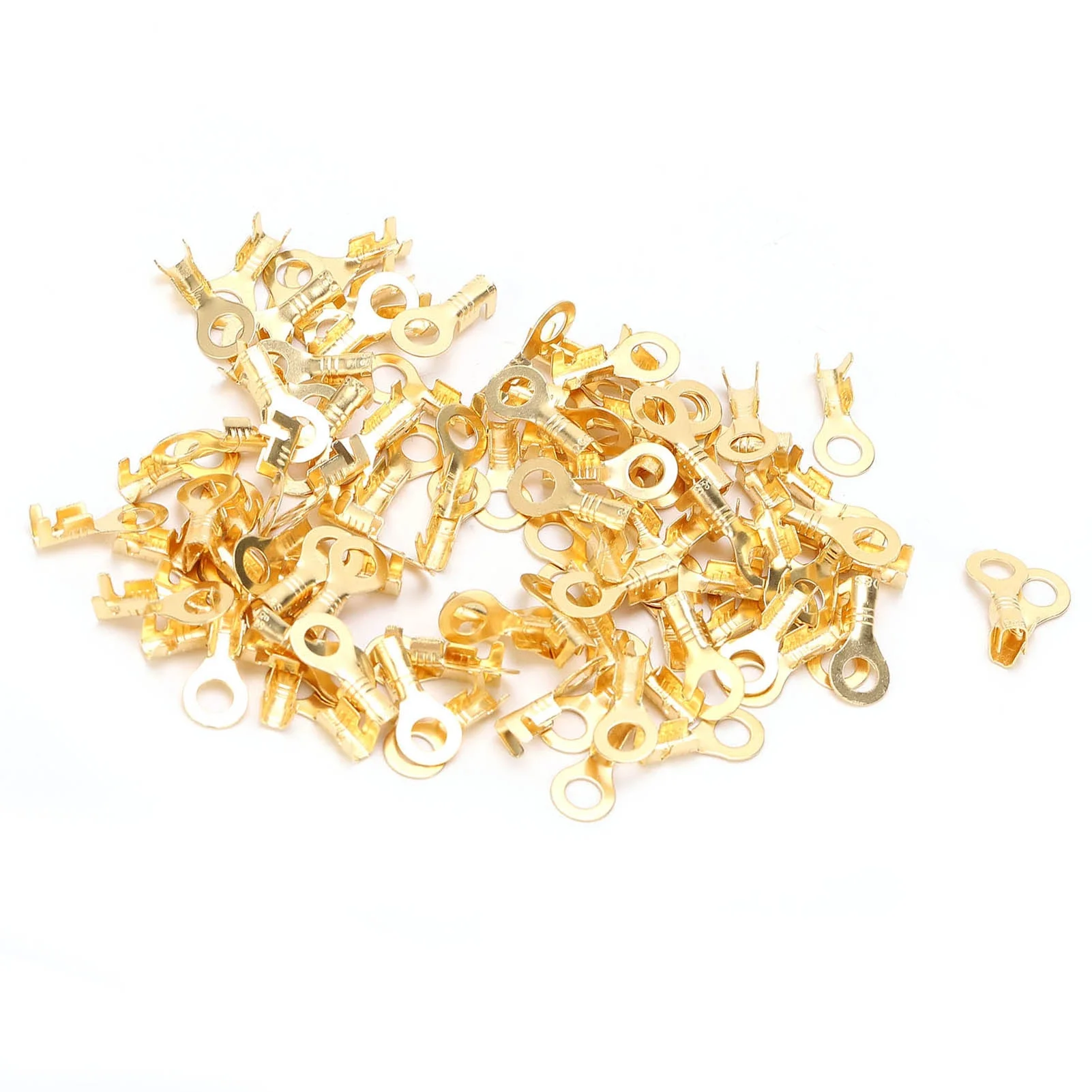 100PCs Lug Ring Terminals Brass Cold Pressed Cable Crimp Ends Connector M4 4.2mm
