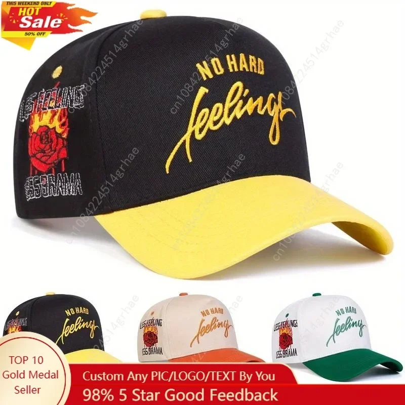 

Men Letter NO HARD Side Rose Embroidered Baseball Cap Outdoor Sport Adjustable Sunscreen Leisure Hat Spring Autumn Travel Touris