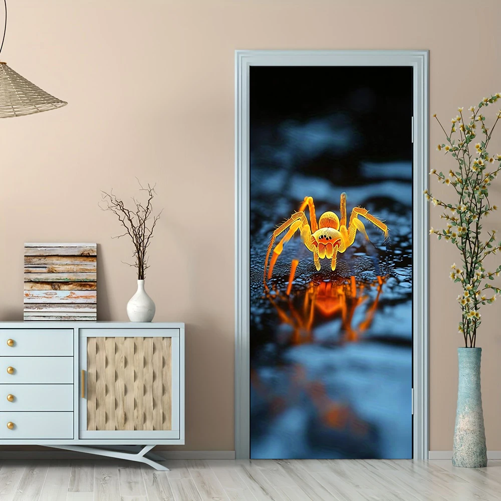 

1 шт. самоклеящиеся съемные виниловые дверные наклейки креативные флуоресцентные украшения в виде паука наклейки на дверь 3D Хэллоуин праздничная часть