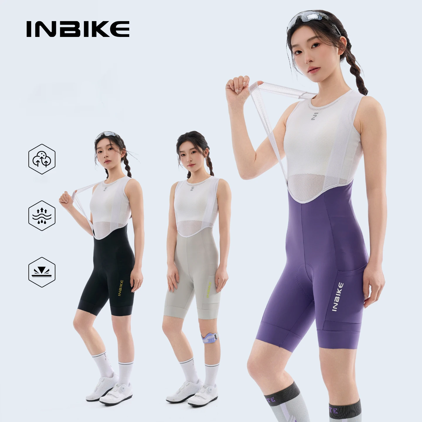 

Женские профессиональные велосипедные шорты INBIKE, дышащие, комфортные, амортизирующие, летние шорты для шоссейного велосипеда с боковыми карманами