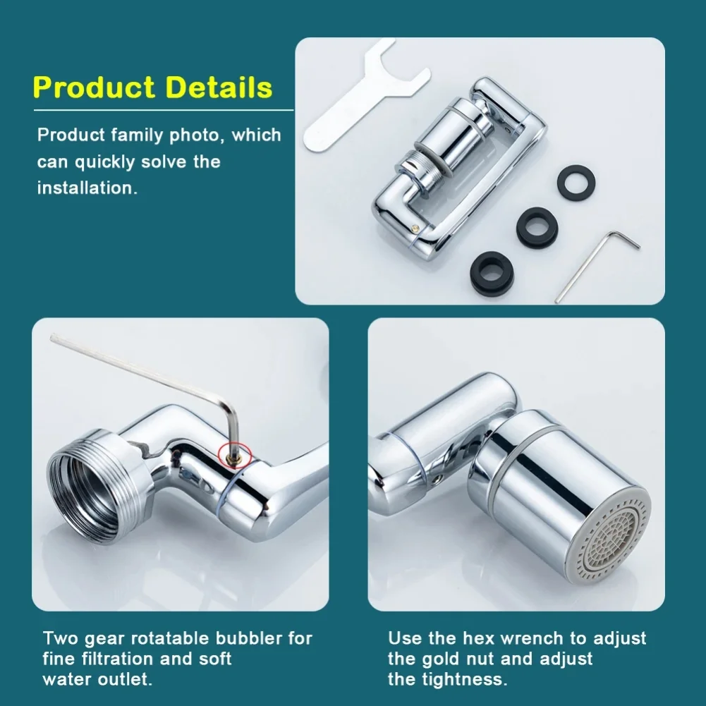 Universal Metal Copper Faucet Spray Head Tap Extension 1440° Rotation Kitchen Faucet Aerator Extender 1080° 360° Sink Sprayer