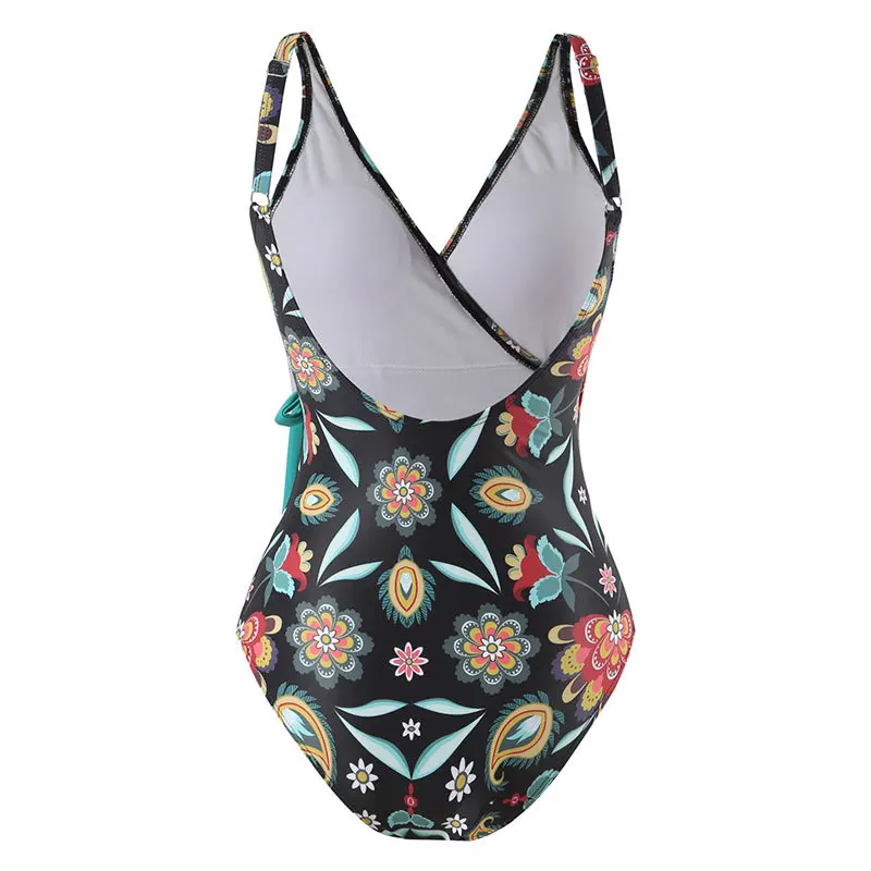 2023 Floral Swimsuit Women One Piece With Beach Skirt Tie Side Swimwear Bathers Bathing Swimming Swim Suit Beachwear Bodysuit