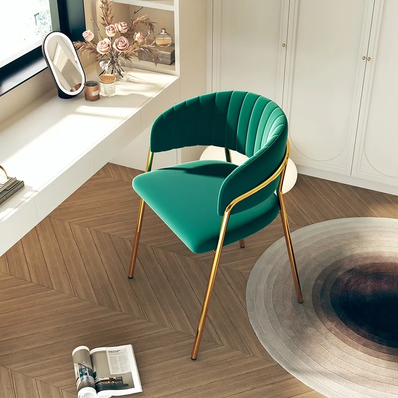 Velour Nordic Dining Chairs Gold Metal Legs Lounge Grey Fashion Dining Chairs Feeding Cheap Free Shipping Sillas Home Furniture