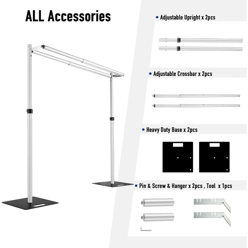 حامل خلفية مزدوج عالي التحمل، أنبوب عارضة مزدوجة 10 × 10 أقدام وحامل ثنى، خلفية جدارية على شكل زهرة من الألومنيوم قابلة للتعديل #4