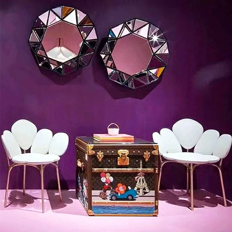 

Creative Petal Chair Bedroom Personalized Dressing Chair Stainless Steel Dining Chair Living Room Art