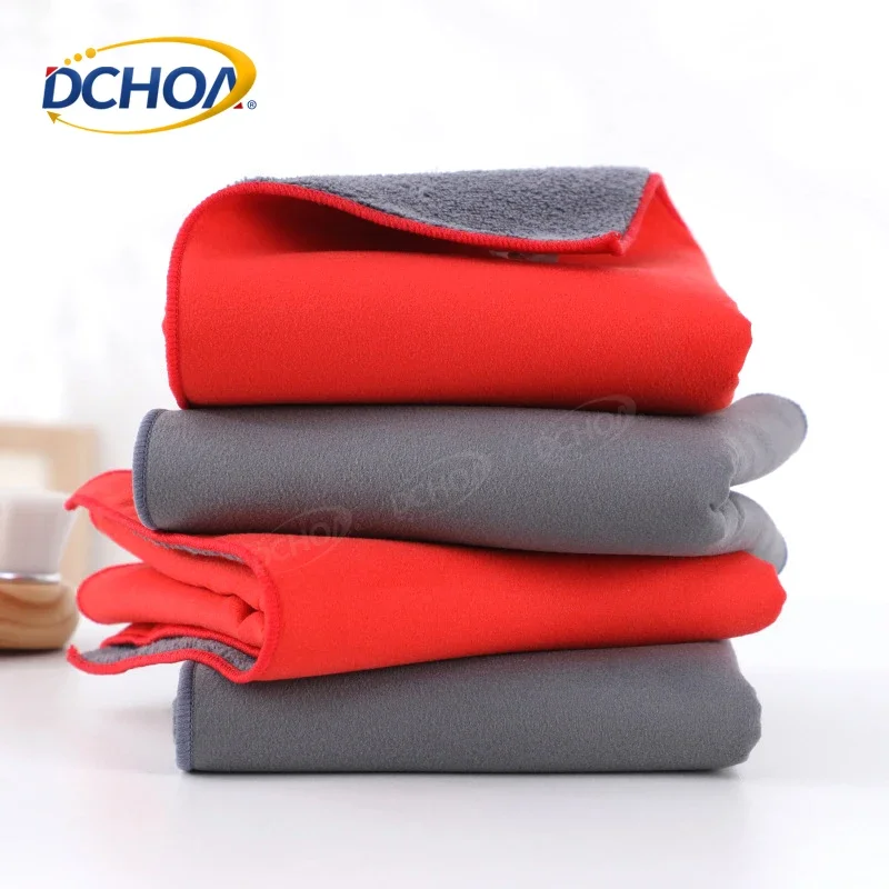 DCHOA Coral Fleece Suede Car Cleaning Towel 30x40cm Thick Microfiber Auto Washing Drying Cloth Soft Edging Polish Towel