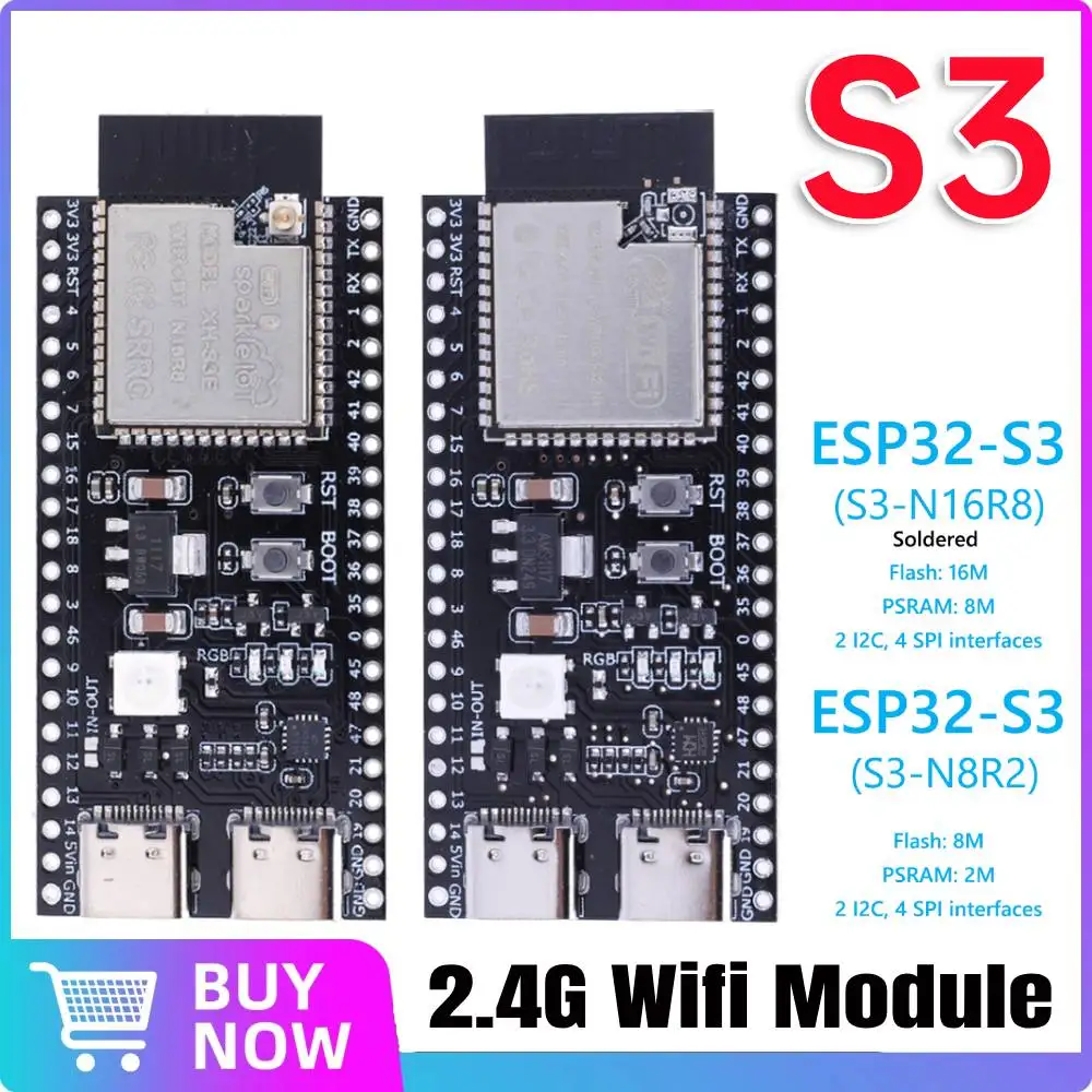 ESP32-S3 Development Board 2.4G Wifi Module for Arduino ESP IDF ESP32-S3-WROOM-1 N8R2 N16R8 44Pin Type-C 8M PSRAM ESP32 S3
