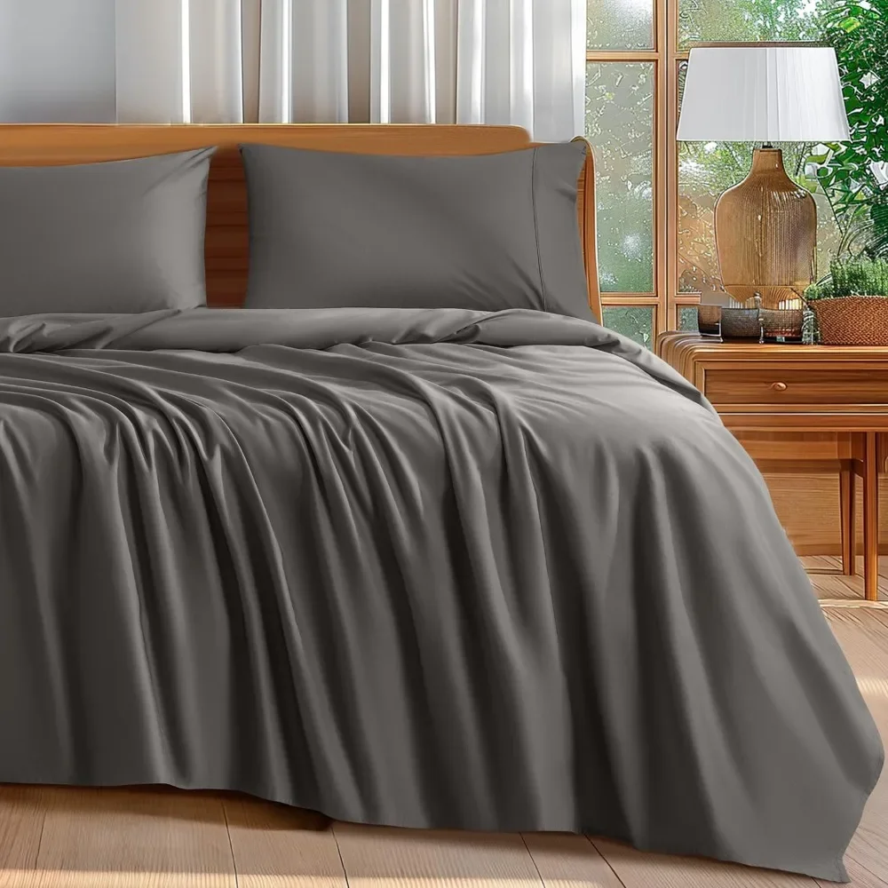 

Beding Sheets Set - 600 Thread Count, 5-Star Hotel Quality, Breathable & Cooling, 16 Inch Deep Pocket - 4 Piece, Bed Cover