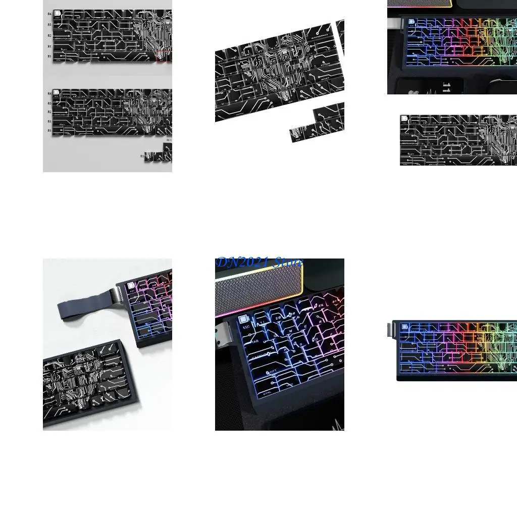 

F3KE 64/74Key Keycaps Customs Love Circuit Keycap Set Side Print Backlit Keycaps for 60 61 63 Mechanical Keyboards