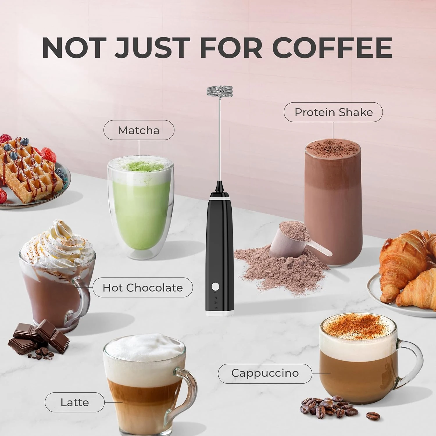 충전식 핸드헬드 거품기 빠른 음료 믹서 커피 우유 거품기 스테인리스 스틸 거품기