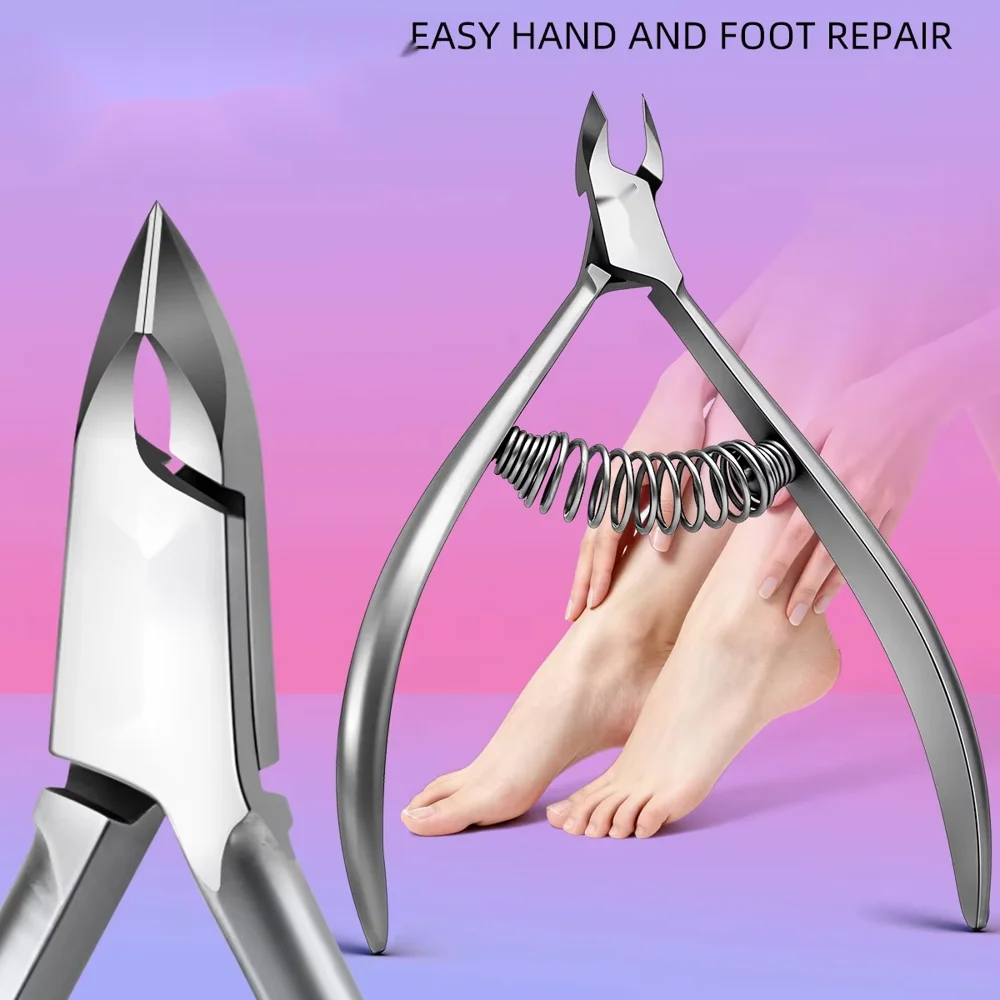Professional Stainless Steel Cuticle Nippers, Easily Remove Edge Hangnails and Cuticles, Built-in Spring Labor-Saving Cutter,